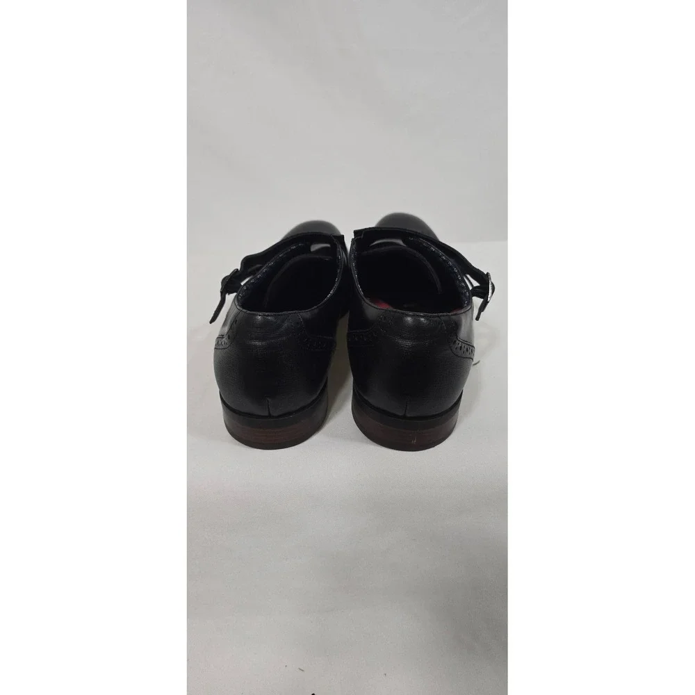 Stacy Adams men‎ 11.5 Karson black leather wingtip double monk strap dress shoes